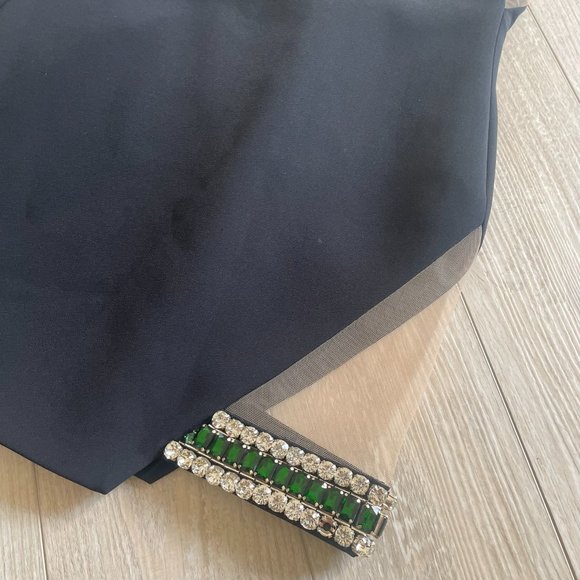 David Koma Black Jewel Sleeveless Crepe Embellished Mini Dress - Picture 6 of 10